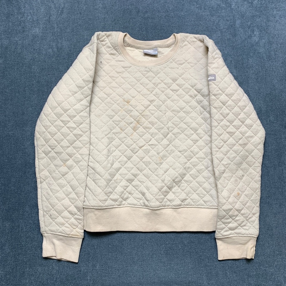 Columbia Sportswear Sweatshirt Womens Small Cream Long Sleeve Crew Neck Pullover